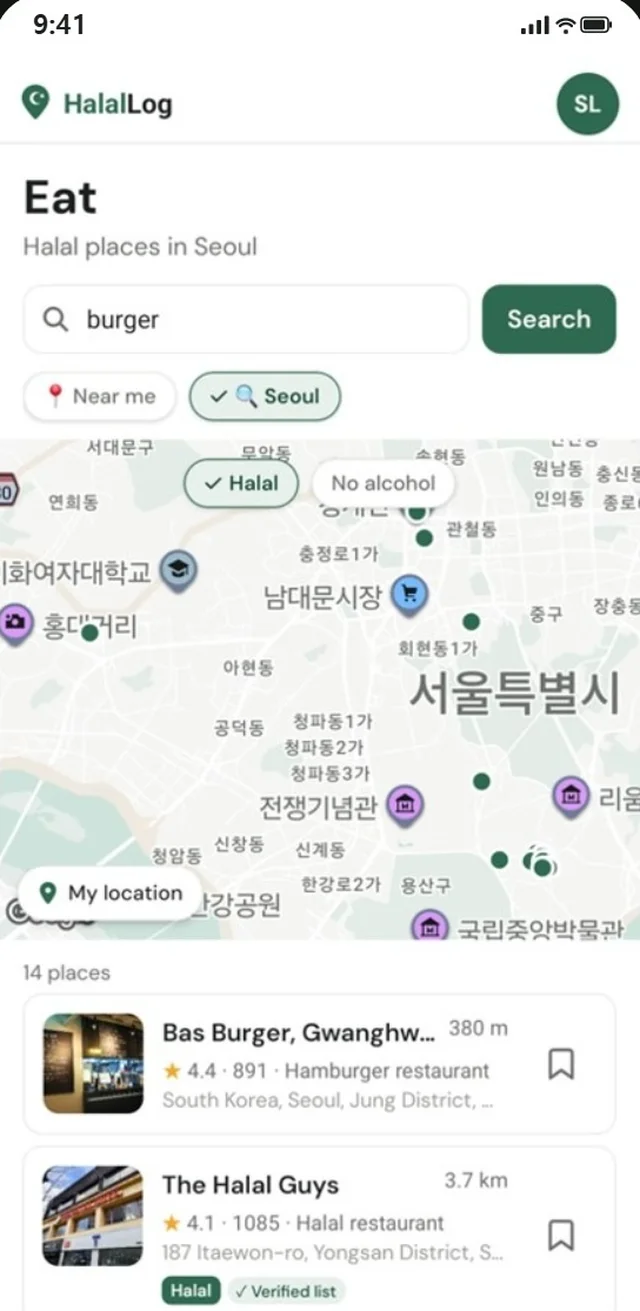 Eat: halal places in Seoul on a map and in a list